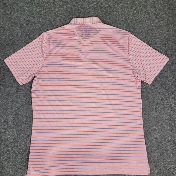 Johnnie-O Men's Golf Polo Shirt Size  L Pink Blue Striped Performance - Picture 4 of 10